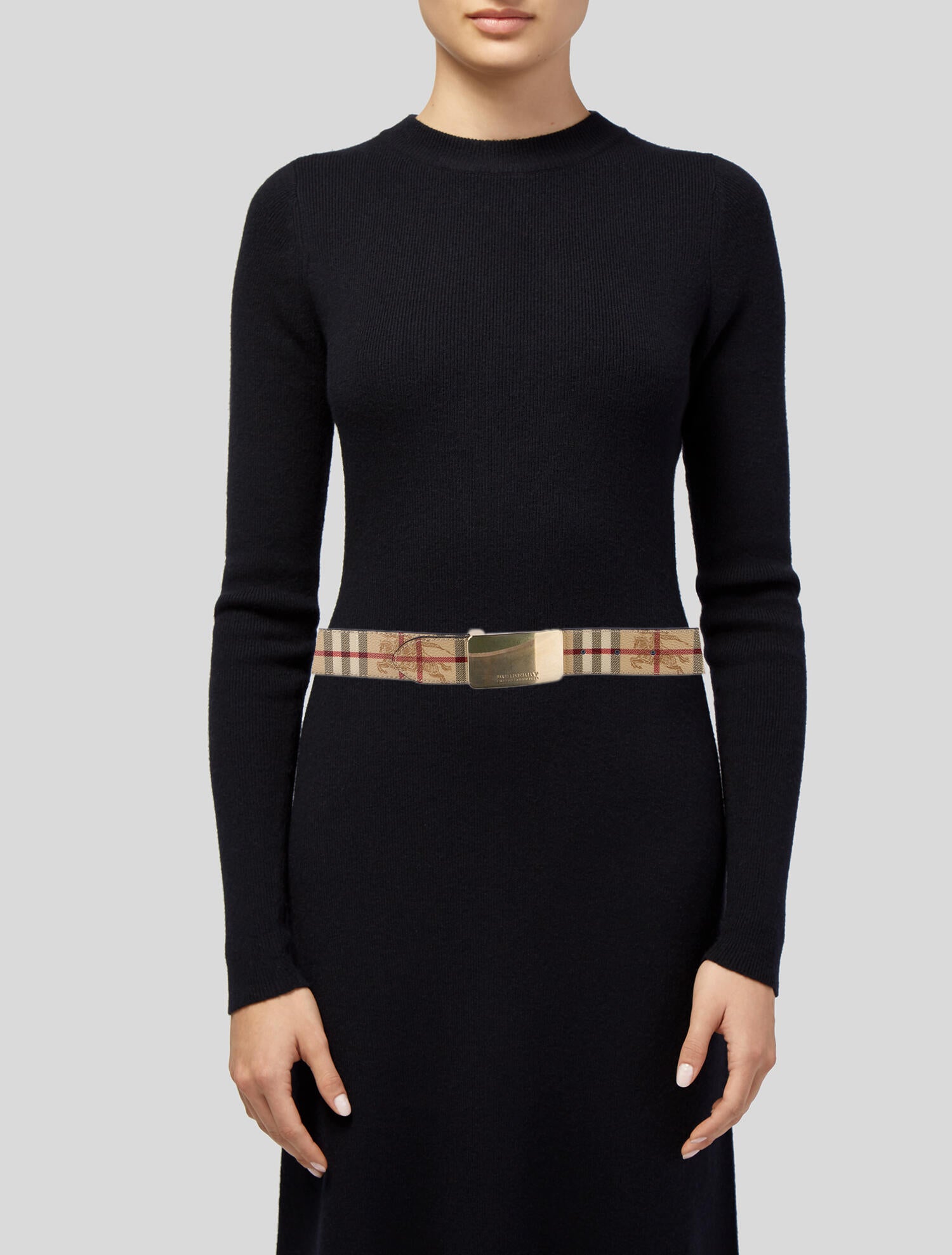 Burberry Leather Trim Embellishment Waist Belt