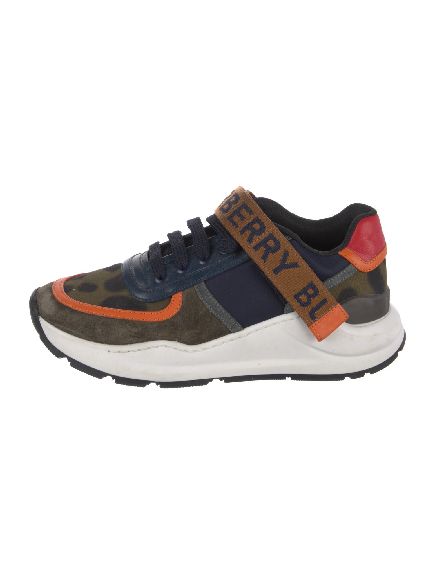 Burberry Colorblock Pattern Leather Trim Embellishment Sneakers