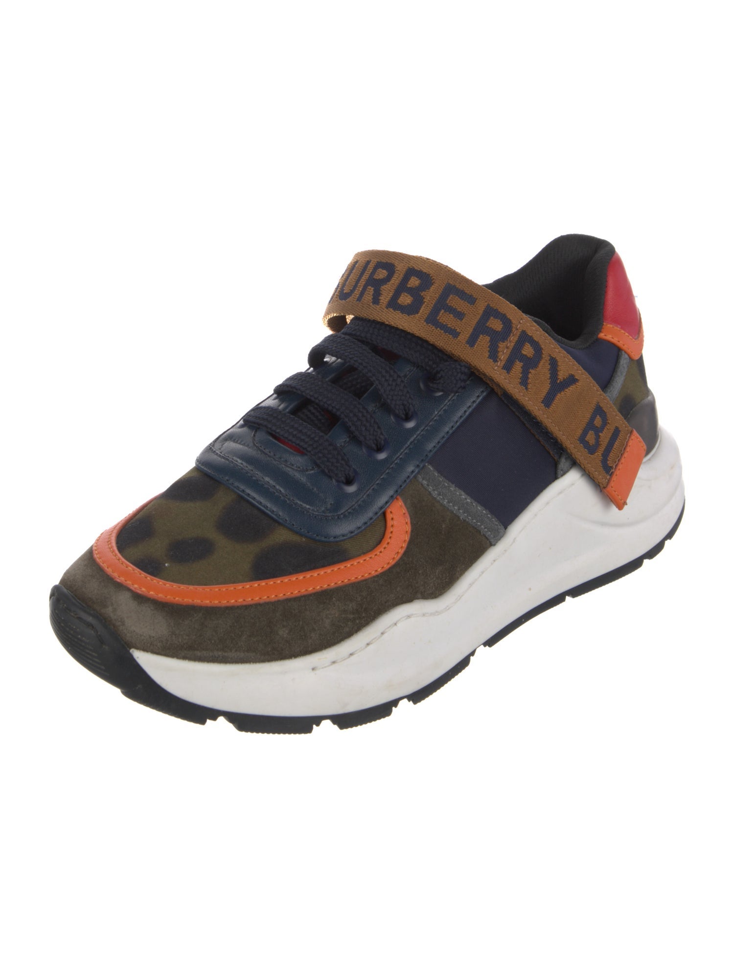 Burberry Colorblock Pattern Leather Trim Embellishment Sneakers