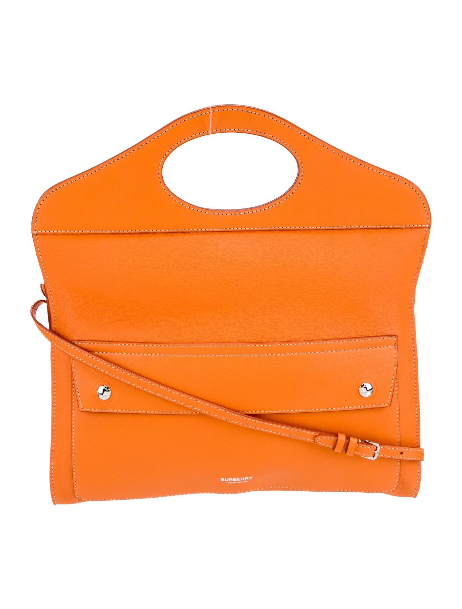 Burberry Leather BURBERRY Small Topstitched Leather Pocket Clutch