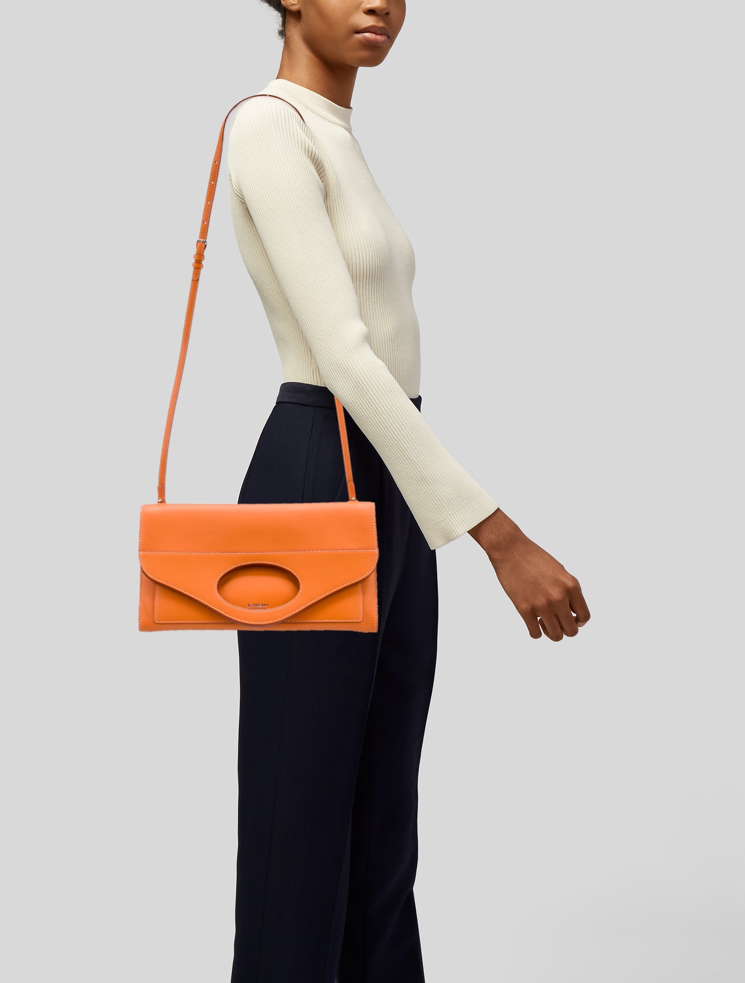 Burberry Leather BURBERRY Small Topstitched Leather Pocket Clutch