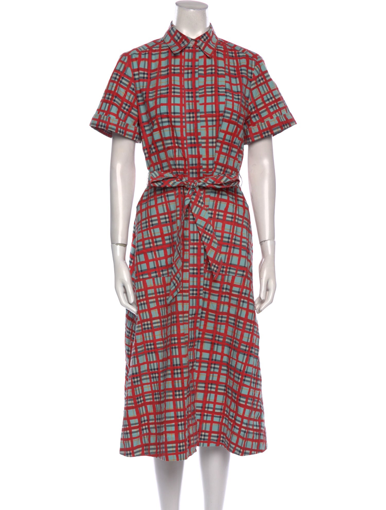Burberry Plaid Print Midi Length Dress