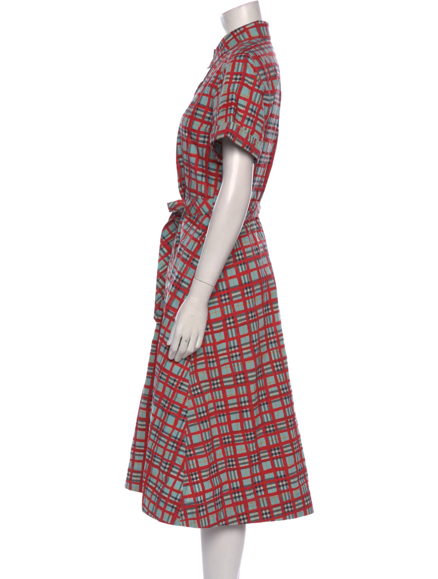 Burberry Plaid Print Midi Length Dress