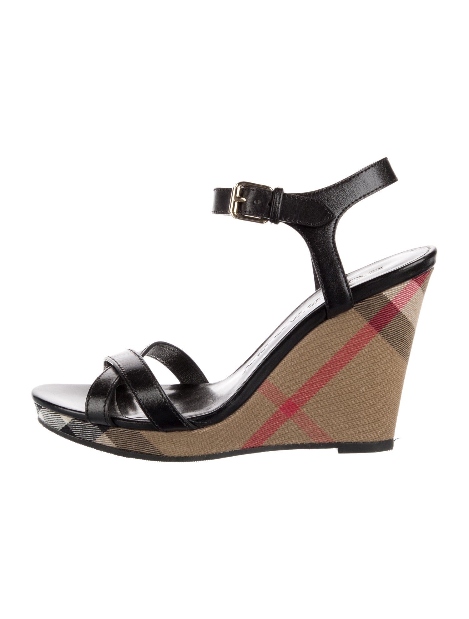 Burberry Nova Check Pattern Leather Sandals
