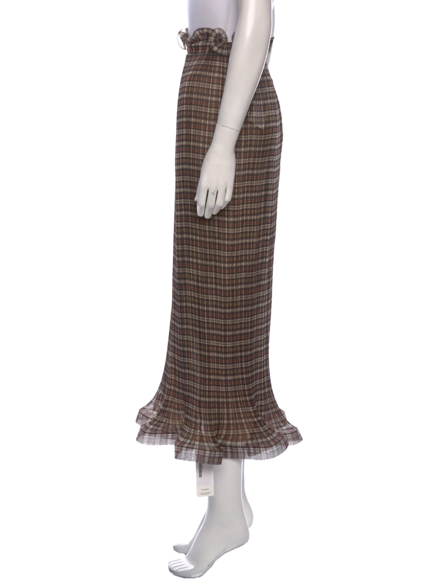 Burberry Plaid Print Midi Length Skirt