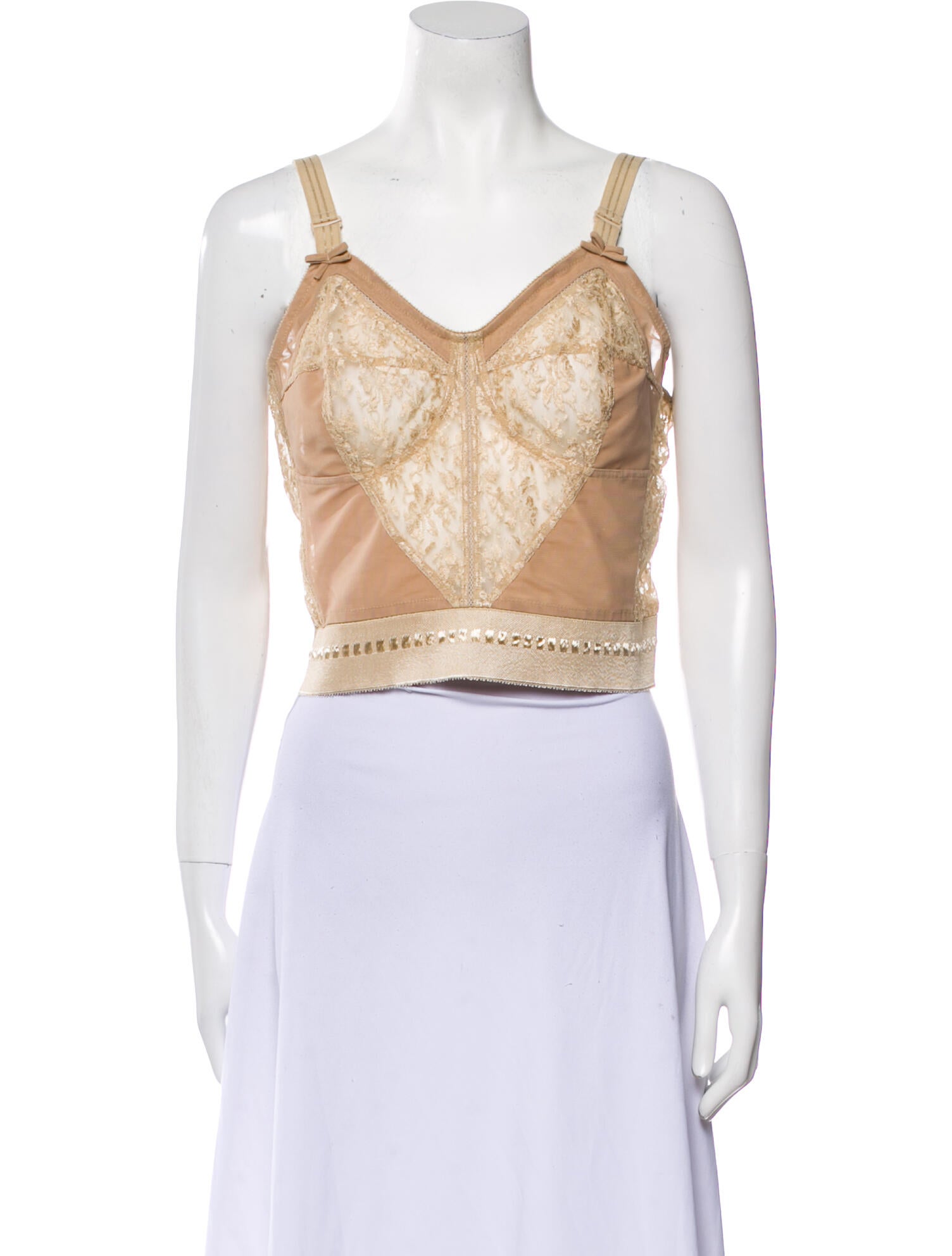 Burberry Lace Pattern V-Neck Crop Top