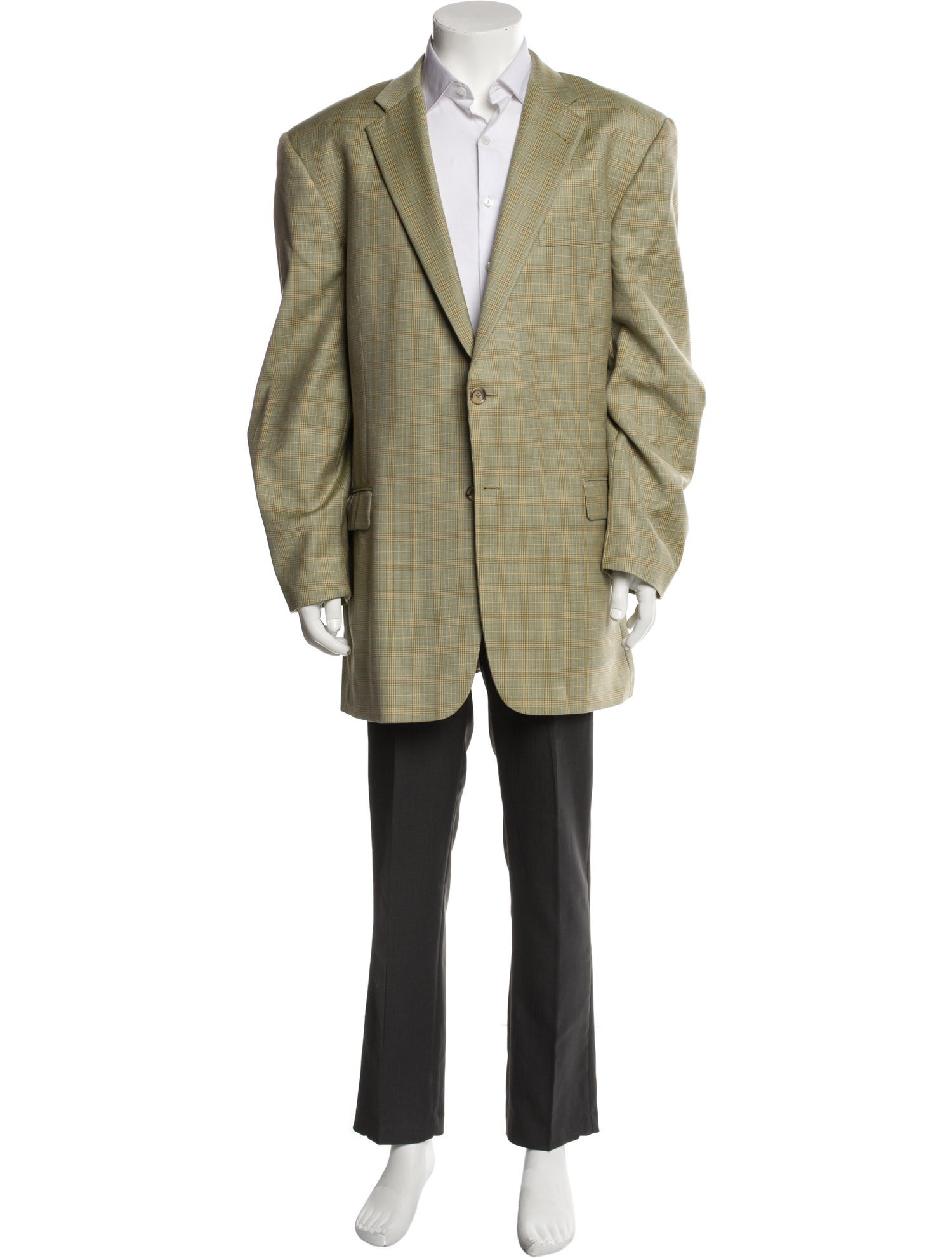 Burberry London Wool Plaid Print Blazer
