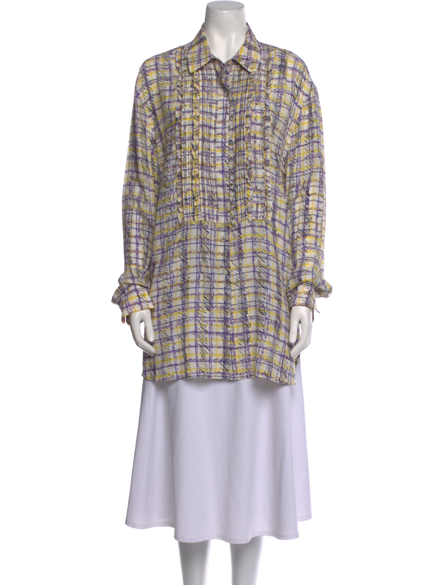 Burberry Silk Plaid Print Tunic