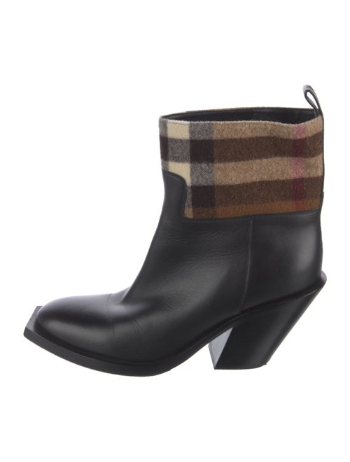 Burberry Leather Plaid Print Boots