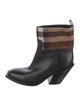 Burberry Leather Plaid Print Boots