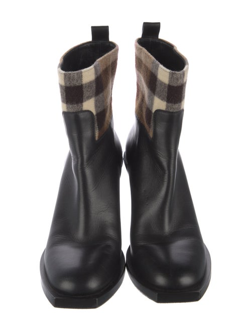 Burberry Leather Plaid Print Boots