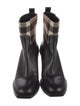 Burberry Leather Plaid Print Boots
