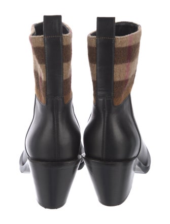 Burberry Leather Plaid Print Boots