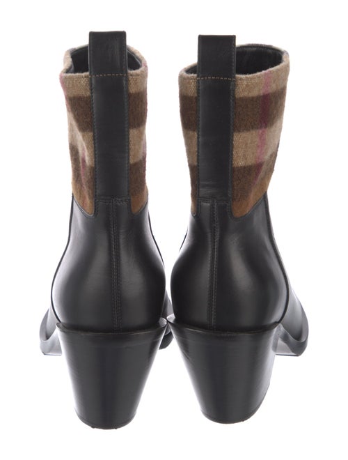 Burberry Leather Plaid Print Boots