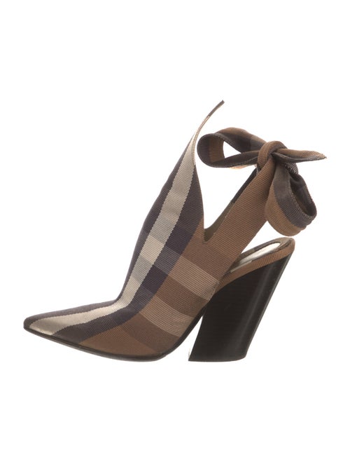 Burberry Super Nova Check Pattern Canvas Slingback Pumps