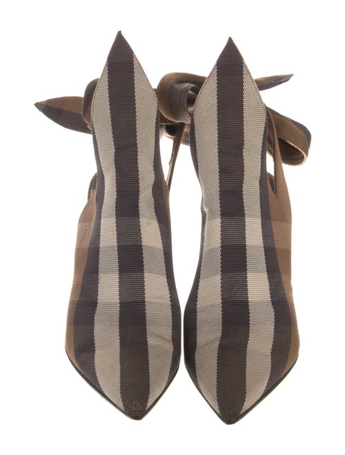 Burberry Super Nova Check Pattern Canvas Slingback Pumps