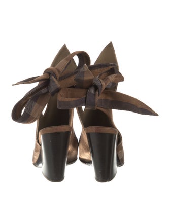 Burberry Super Nova Check Pattern Canvas Slingback Pumps