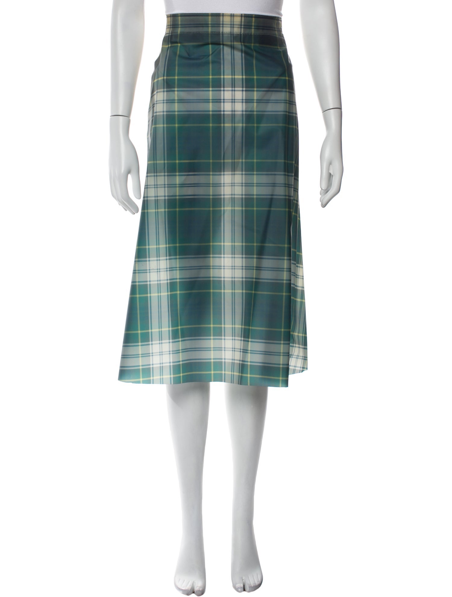 Burberry Prorsum Plaid Print Midi Length Skirt