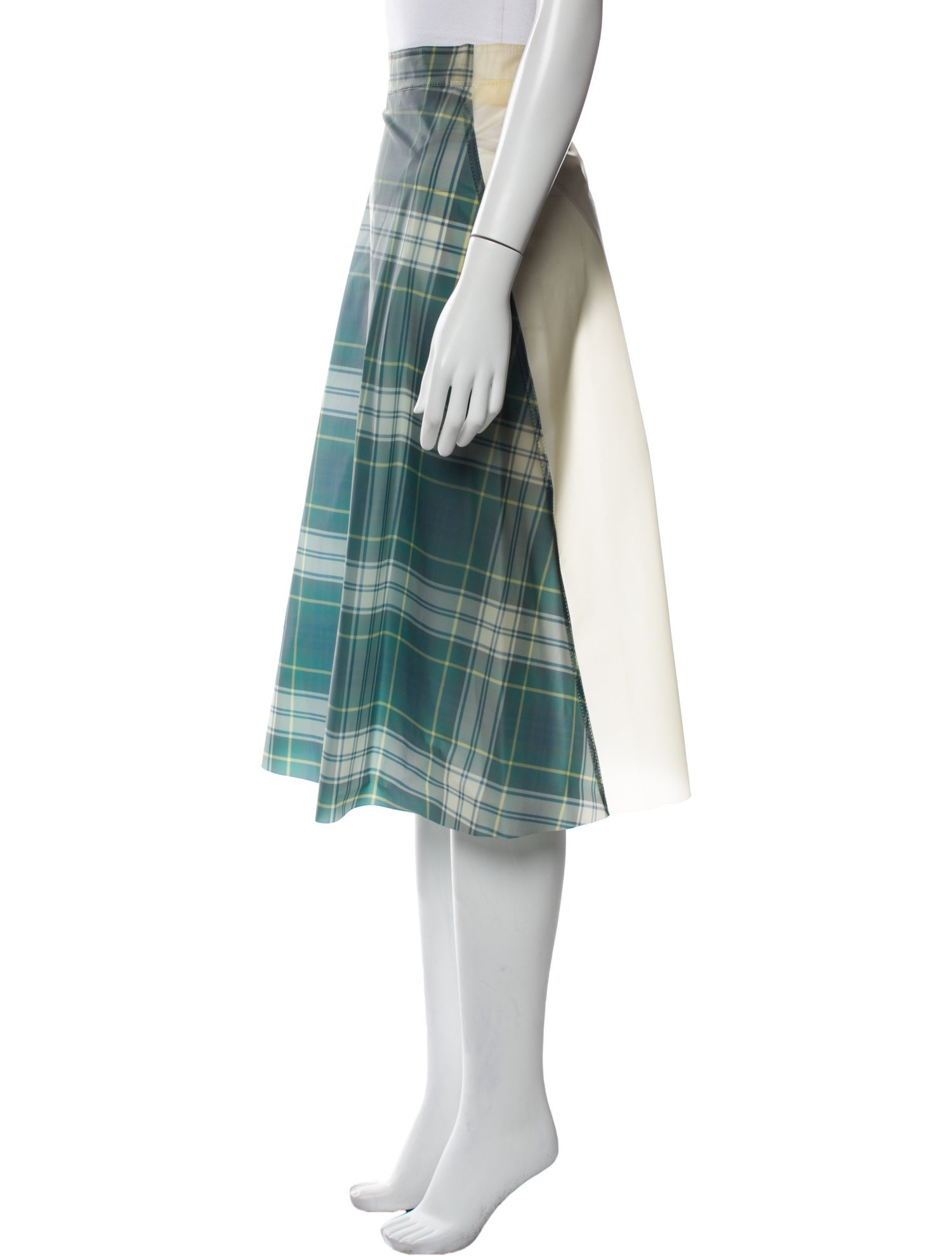 Burberry Prorsum Plaid Print Midi Length Skirt