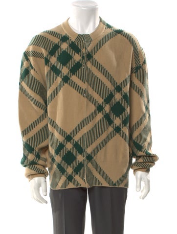 Burberry Sweaters Wool Plaid Print Cardigan S