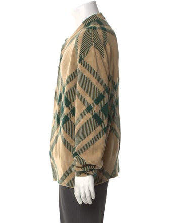 Burberry Wool Plaid Print Cardigan