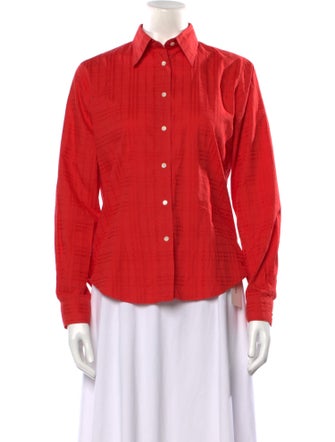 Burberry Long Sleeve Button-Up Top