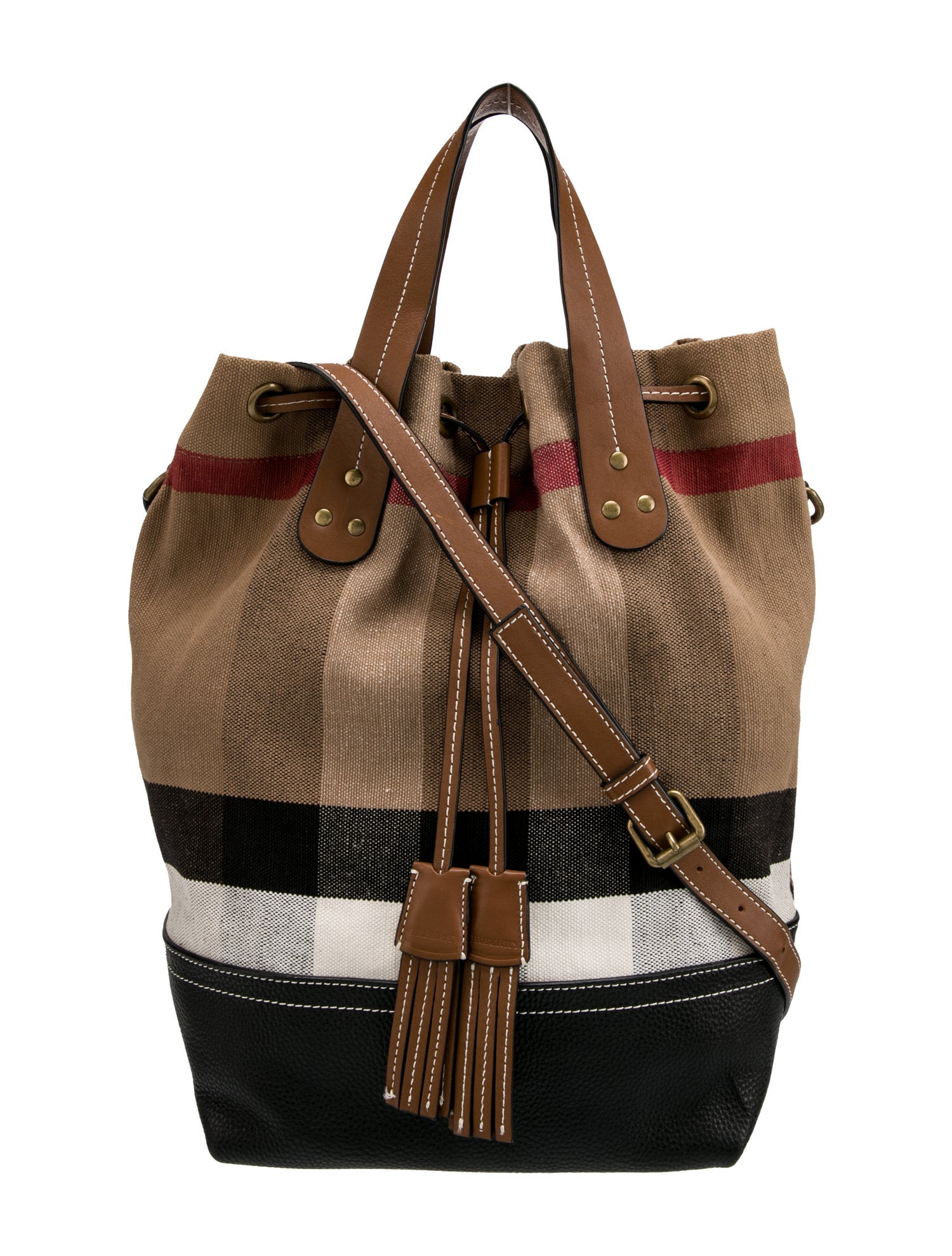 Burberry Exploded Check Bucket Bag Large