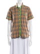 Burberry Plaid Print Short Sleeve Button-Up Top