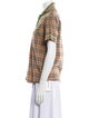 Burberry Plaid Print Short Sleeve Button-Up Top