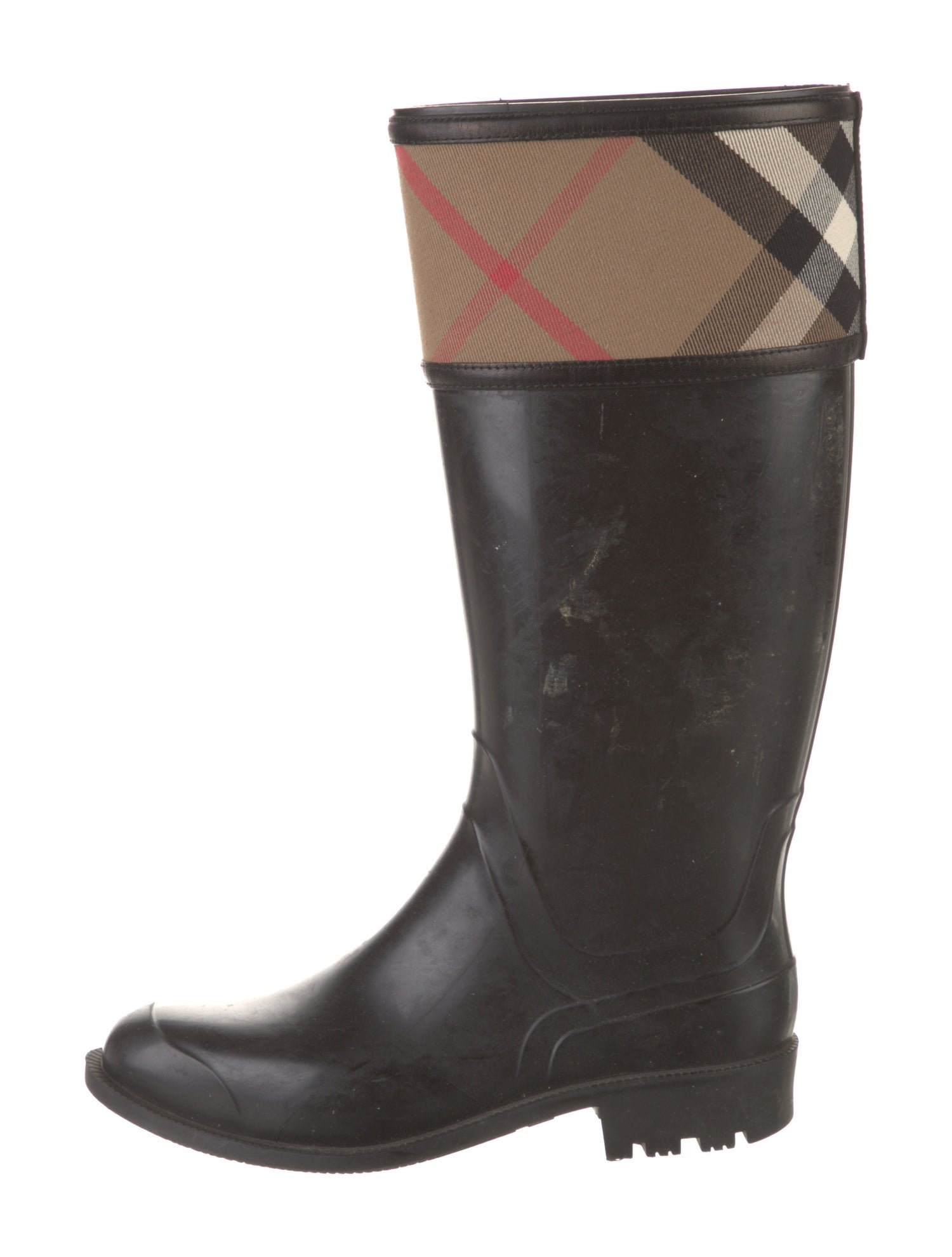 Burberry Super Nova Check Pattern Rubber Rain Boots