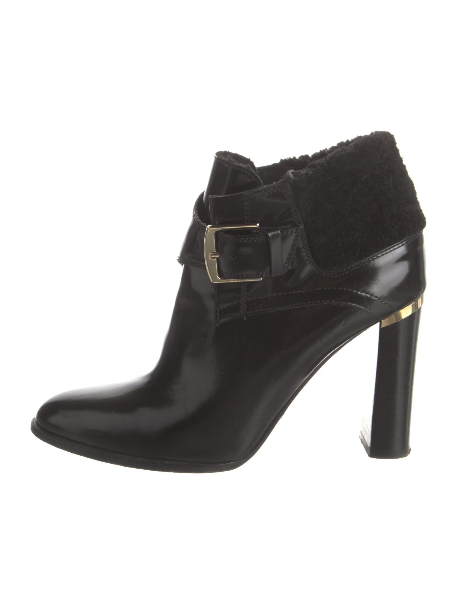 Burberry Leather Faux Fur Trim Boots