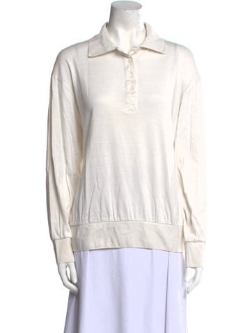 Burberry Tops Silk Long Sleeve Polo L