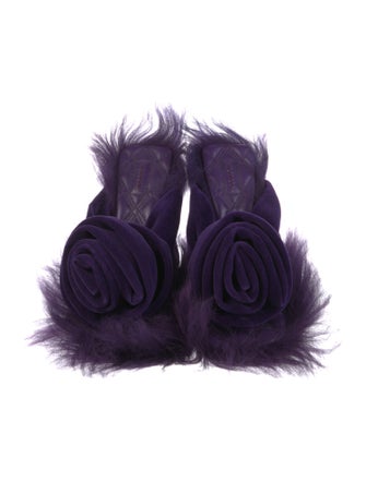 Burberry Velvet Fur Trim Slides