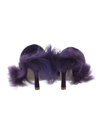 Burberry Velvet Fur Trim Slides