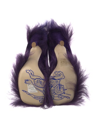Burberry Velvet Fur Trim Slides