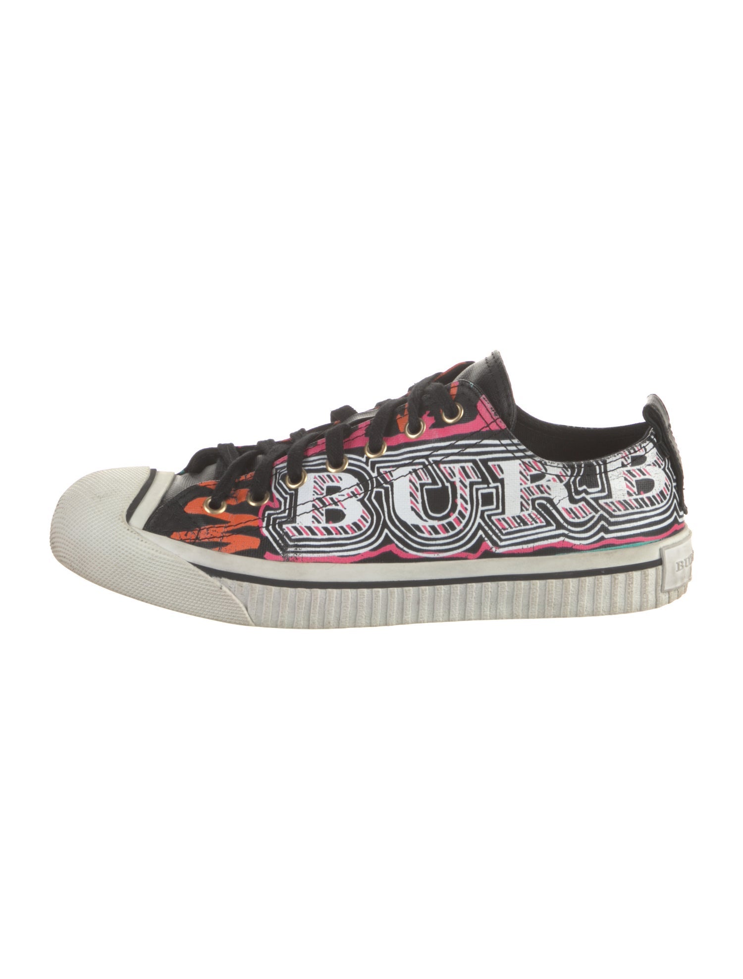 Burberry Printed Leather Trim Embellishment Sneakers