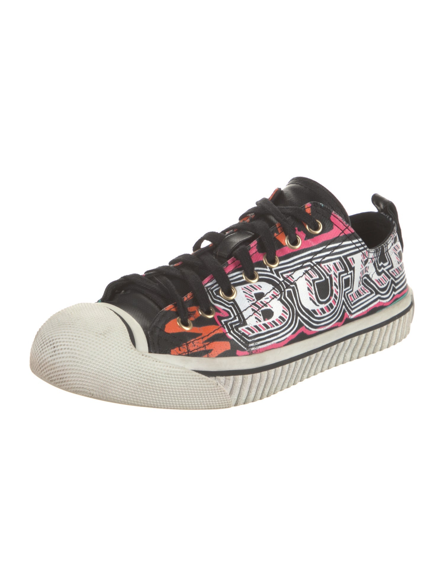 Burberry Printed Leather Trim Embellishment Sneakers