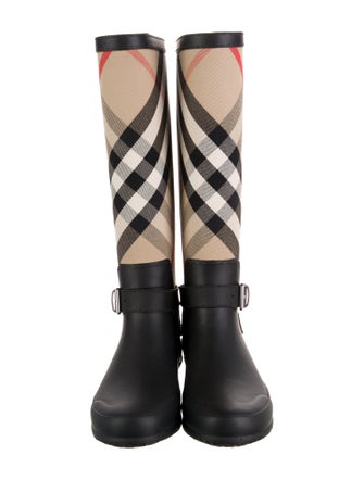 Burberry House Check Pattern Canvas Rain Boots