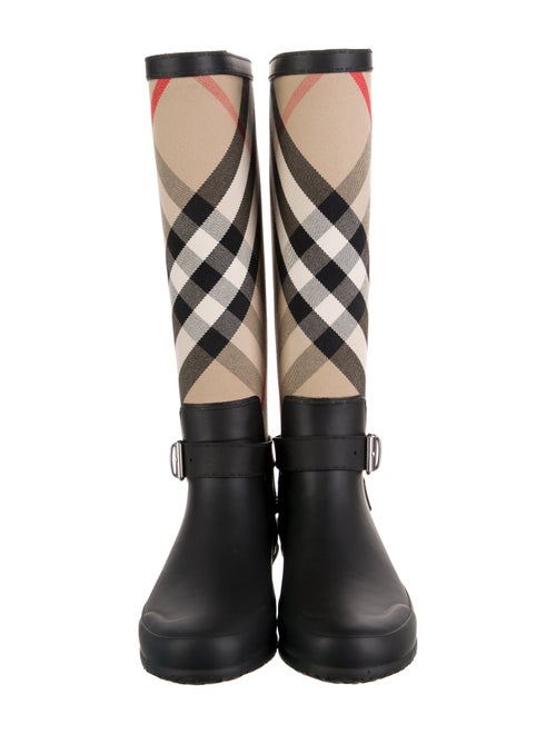 Burberry House Check Pattern Canvas Rain Boots