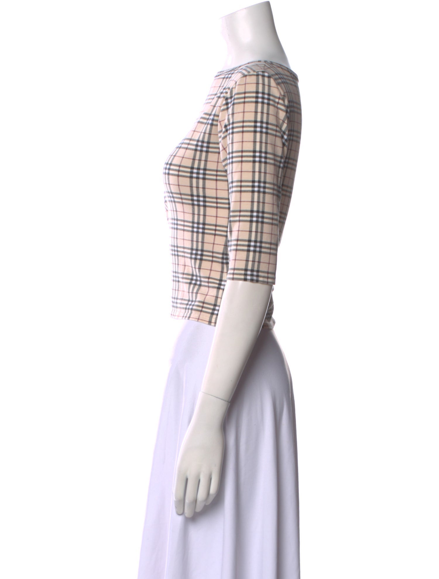 Burberry Plaid Print Bateau Neckline Crop Top w/ Tags