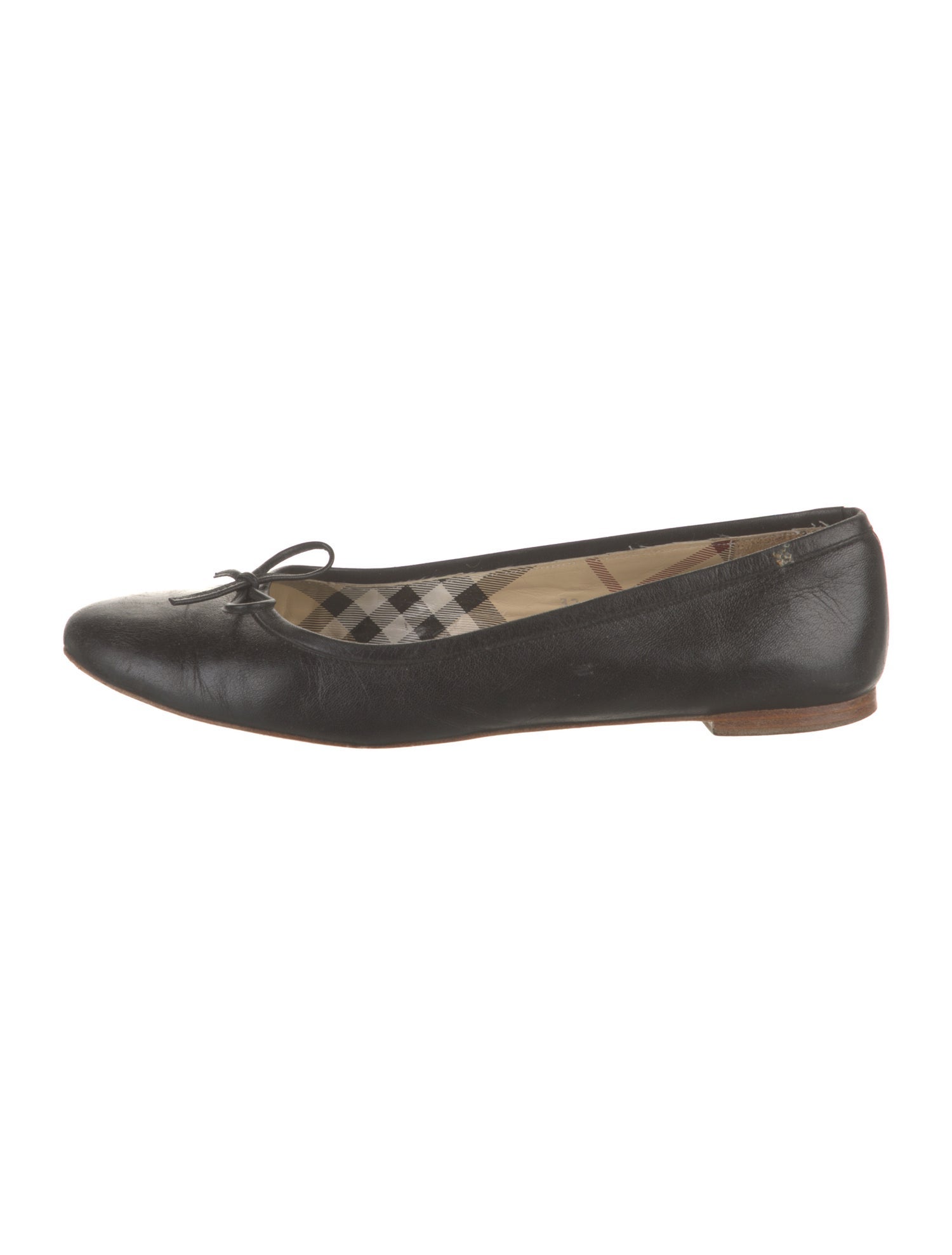 Burberry Leather Bow Accents Ballet Flats