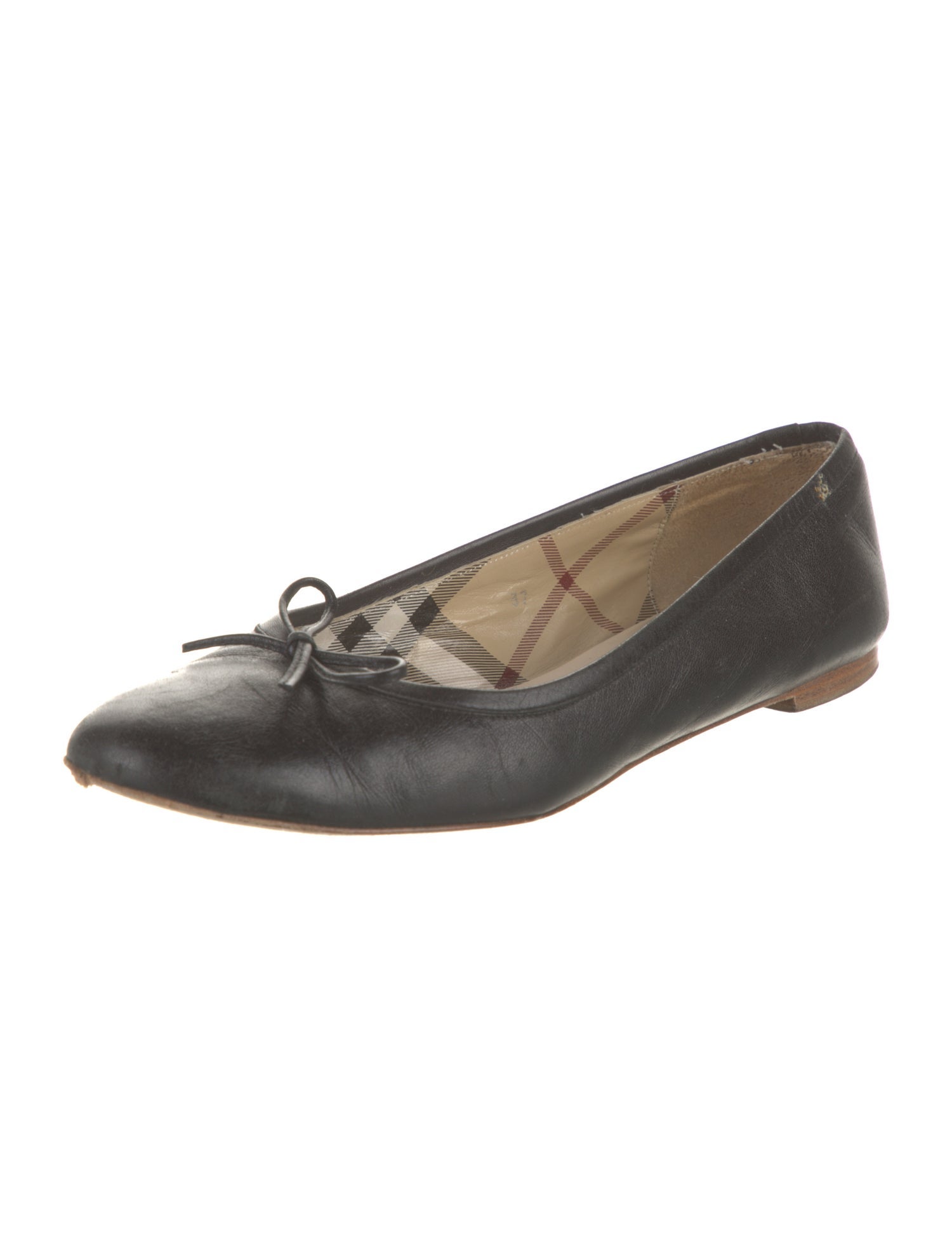 Burberry Leather Bow Accents Ballet Flats