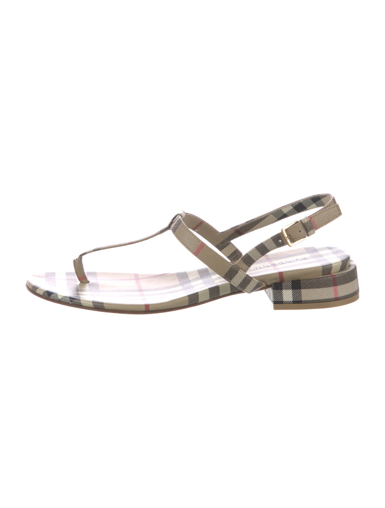 Burberry Nova Check Pattern T-Strap Sandals