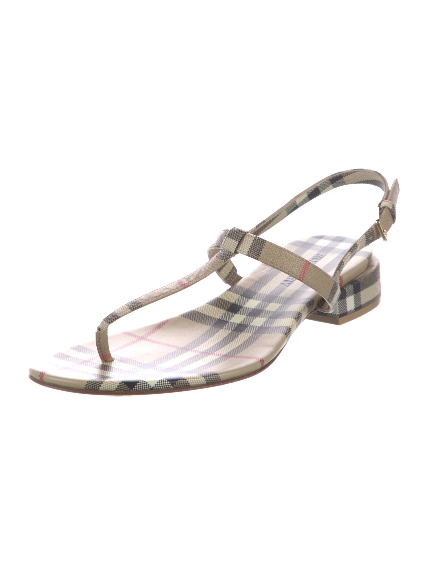 Burberry Nova Check Pattern T-Strap Sandals