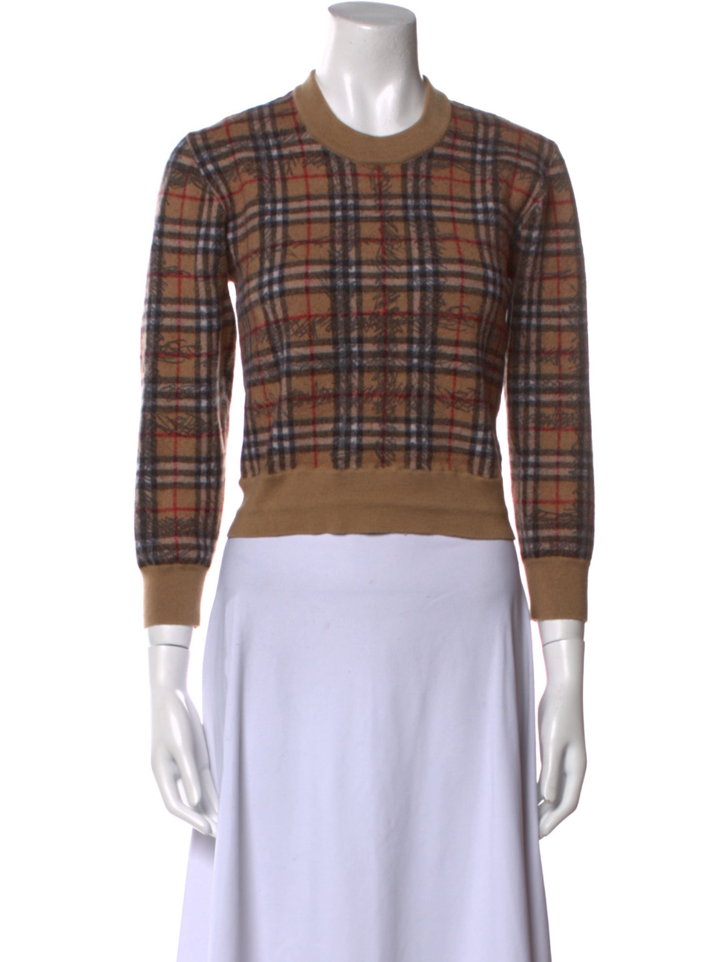 Burberry Merino Wool Plaid Print Sweater