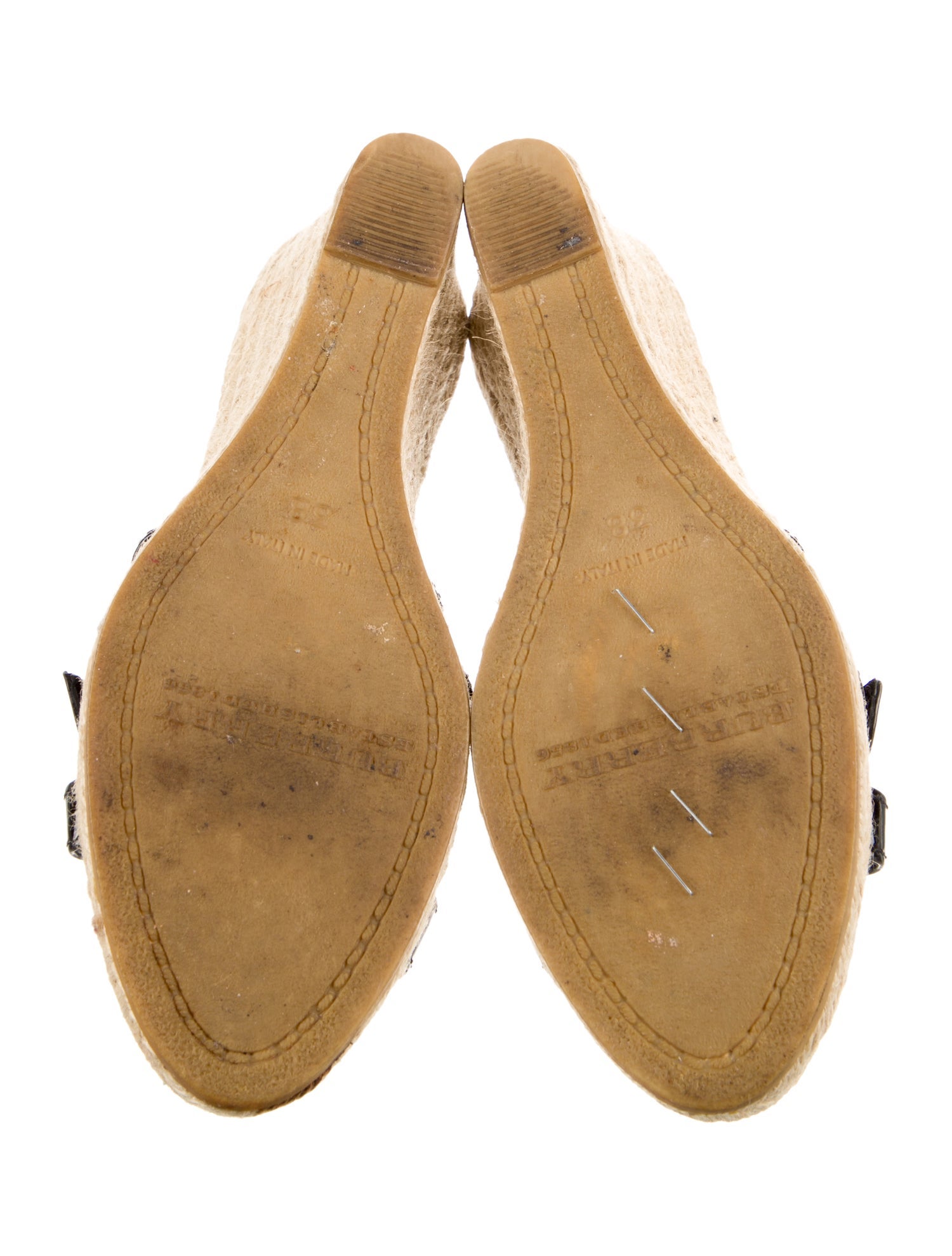 Burberry Nova Check Pattern Patent Leather Espadrilles