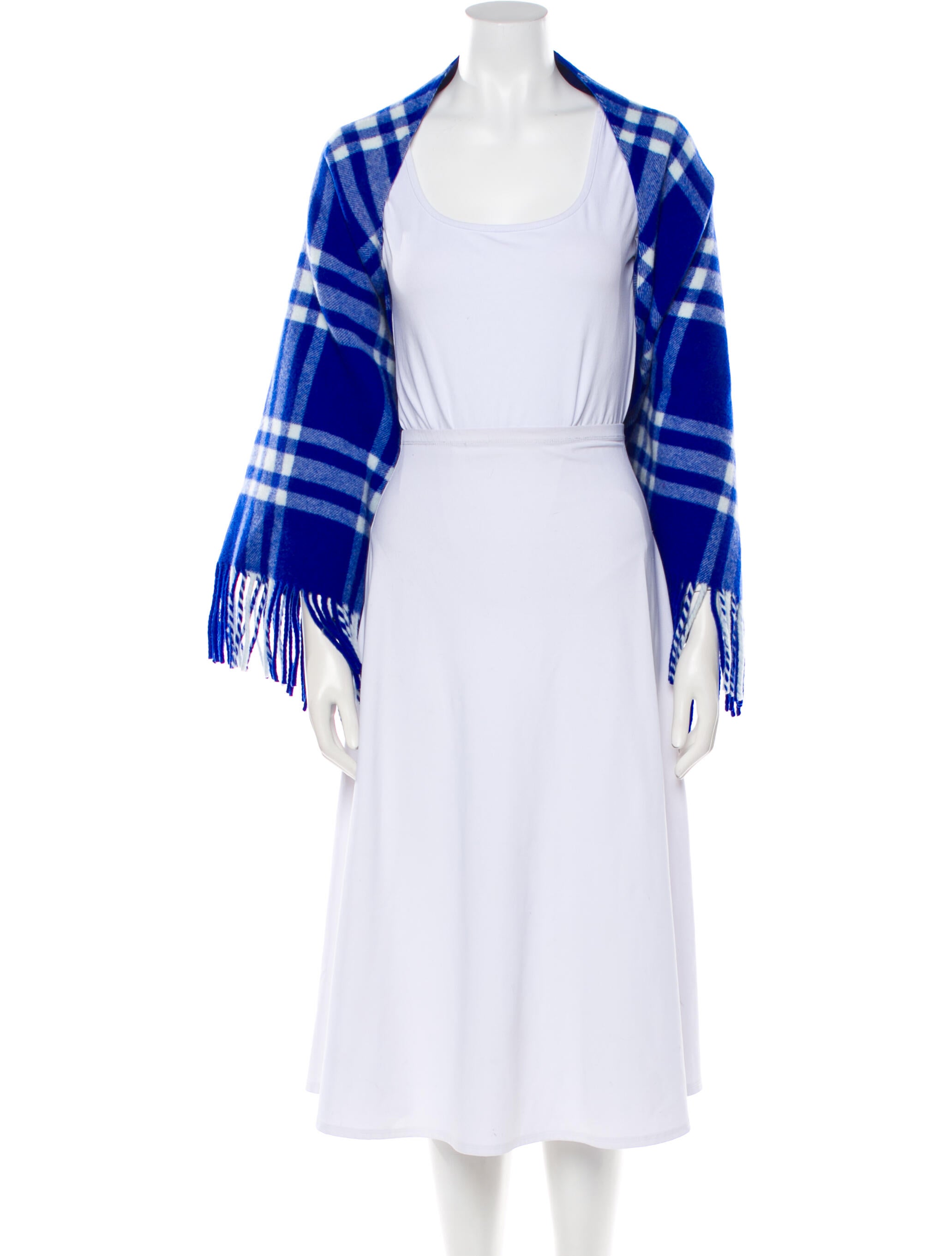 Burberry Wool Plaid Print Shawl