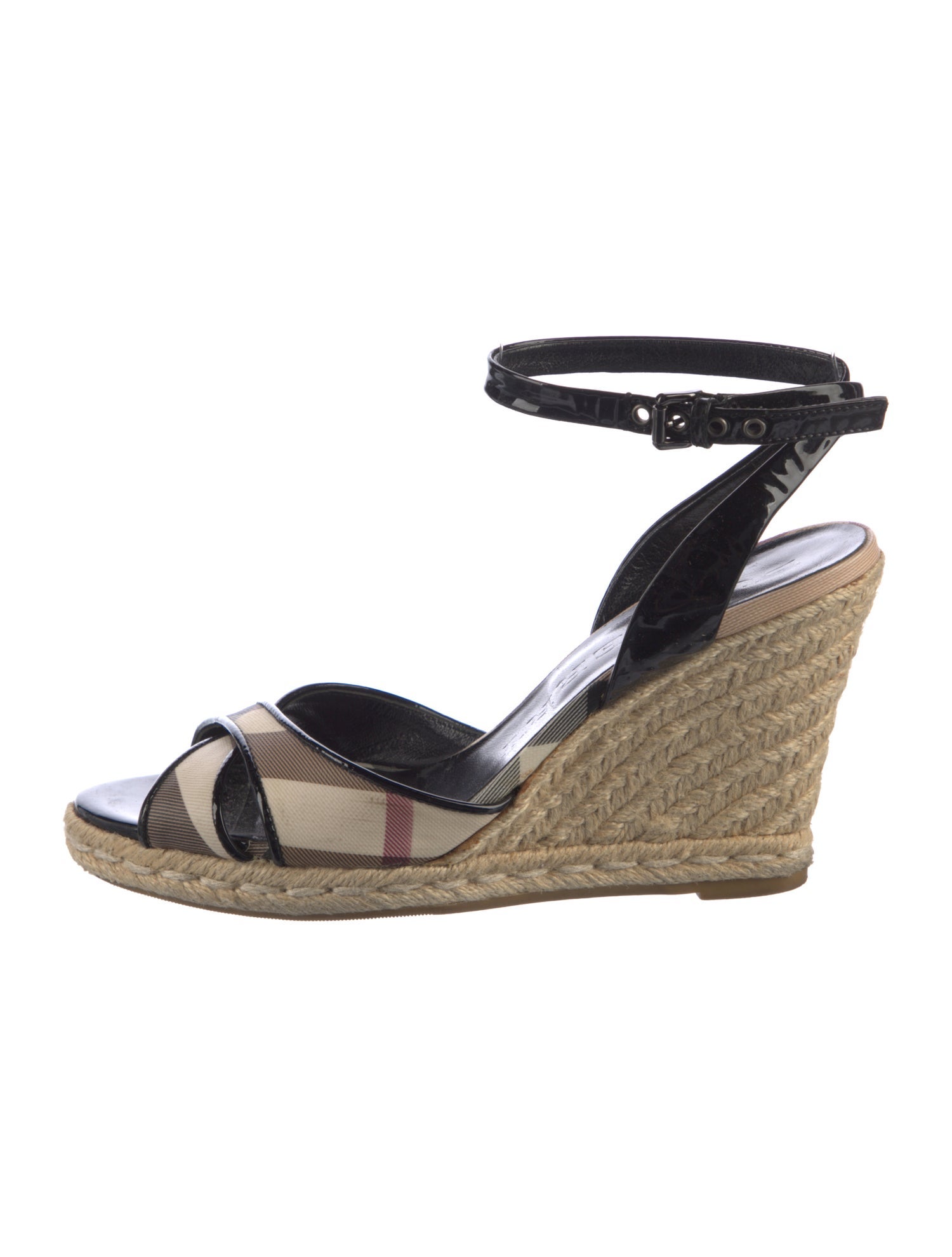 Burberry House Check Pattern Braided Accents Espadrilles