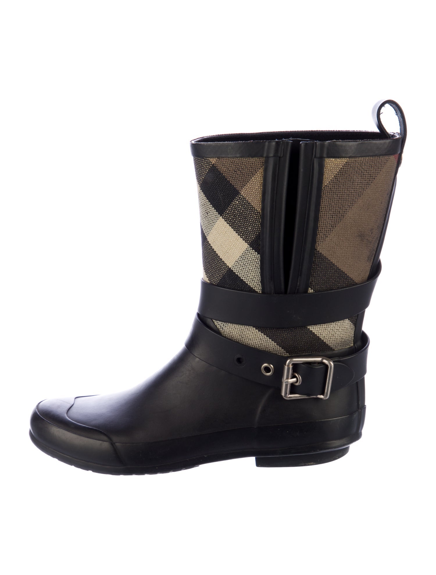 Burberry Rubber Plaid Print Rain Boots