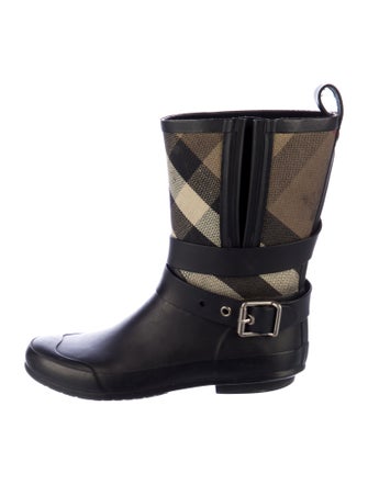 Burberry Rubber Plaid Print Rain Boots